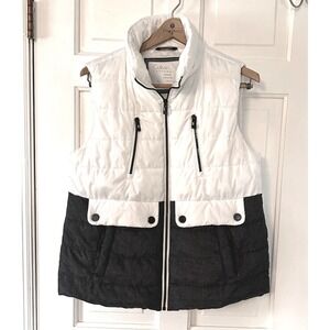 Calvin Klein Puffer Vest Quilted Padded Full Zip Sleeveless‎ Jacket Gray White